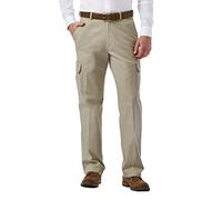 Haggar Herren Bequeme Stretch-Cargohose, Klassische Passform, Flache Vorderseite, Normale Größen Freizeithosen, Putty, 44W / 29L