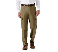 Haggar Herren Bequeme Stretch-Cargohose, Klassische Passform, Flache Vorderseite, Normale Größen Lässige Hose, Camel, 36W / 32L