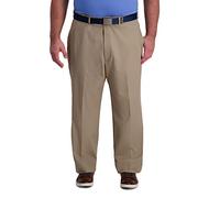Haggar Herren Big and Tall Cool Right Performance Flex Solid Classic Fit Flat Front Pant Freizeithosen, Khaki Htr, 46W / 32L