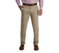Haggar Herren Bügelfreie, Hochwertige, Khakifarbene Gerade Passform, Flache Vorderseite, Flexible Taille, Freizeithose Lässige Hose, Mittleres Khaki, 32W / 32L