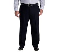 Haggar Herren Bügelfreie Premium-Freizeithose in Khaki, Klassische Passform, Flache Vorderseite, Erweiterbare Taille, Normale Größen Hose, schwarz, 56W / 30L