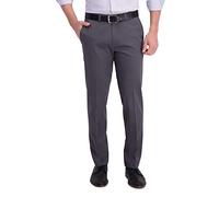 Haggar Herren Bügelfreie Premium, Khaki, Gerade Passform, Flache Vorderseite, Flex-Taille, Freizeithose Hose, grau dunkel, 34W / 34L