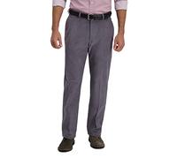 Haggar Herren Cordhose mit erweiterbarer Taille, Klassische und gerade Passform, Flache Vorderseite Hose, anthrazit, 40 W/32 L