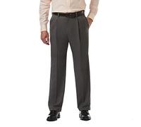 Haggar Herren Cool 18 Pro Classic Fit Pleat Front Hidden Expandable Waist Pant-Regular and Big & Tall Sizes Freizeithosen, Charcoal Heather, 42W / 30L