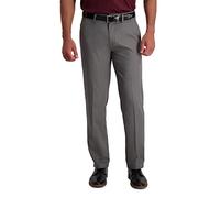 Haggar Herren Cool 18 Pro Straight Fit Flat Front Casual Pant Hose, Meliert, Grau, 33W / 32L