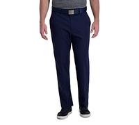 Haggar Herren Cool Right Performance Flex Solid Classic Fit Flat Front Pant Reg. Big & Tall Lässige Hose, Midnight, 42 W/32 L