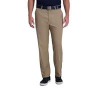 Haggar Herren Cool Right Performance Flex Solid Classic Fit Flat Front Pant Reg. Big & Tall Lässige Hose, Khaki Heather, 40 W/34 L