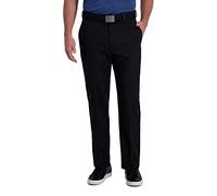 Haggar Herren Cool Right Performance Flex Solid Classic Fit Flat Front Pant Reg. Big & Tall Lässige Hose, Schwarz, 42W / 29L