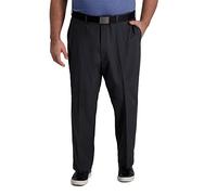 Haggar Herren Cool Right Performance Flex Solid Classic Fit Flat Front Pant-reg. und Big & Tall Lässige Hose, Dark Heather Grey-Bt, 48W / 30L