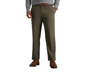 Haggar Herren-Freizeithose, bügelfrei, Khaki, gerade Passform und schmale Passform, Flache Vorderseite, Sandy, 33B x 34L, Toast, 30W / 30L