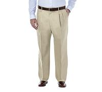 Haggar Herren Hochwertige, Bügelfreie Klassischer Passform, Plisseefalten Vorne (Normale Größen) Hose, Khaki-Bt, 50W / 30L