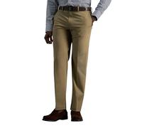 Haggar Herren-Hose, bügelfrei, gerader Schnitt, Flexibler Bund, Flache Vorderseite, Khaki - Braun - 36W / 30L