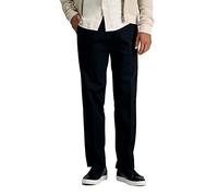 Haggar Herren-Hose, bügelfrei, gerader Schnitt, Flexibler Bund, Flache Vorderseite, Khaki, schwarz, 32W / 32L