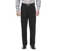 Haggar Herren-Hose, bügelfrei, Klassische Passform, erweiterbarer Taillenbund mit Falten vorne - Schwarz - 40W / 29L