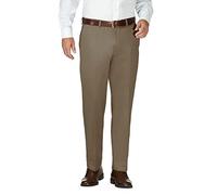 Haggar Herren-Hose für Arbeit bis Wochenende, bügelfrei, Flache Vorderseite, große und große Größen, bark, 42 W/32 L