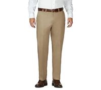 Haggar Herren-Hose für Arbeit bis Wochenende, versteckte erweiterbare Taille, bügelfrei, Flache Vorderseite, Dark Taupe, 34W / 34L
