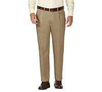 Haggar Herren-Hose für Arbeit bis Wochenende, versteckte erweiterbare Taille, Klassische Passform, Plissierte Vorderseite, Dark Taupe, 34W / 31L