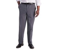 Haggar Herren Iron Free Premium Khaki Classic Fit Flat Front Expandable Waist Casual Pant Hose, Charcoal Heather, 38W / 32L