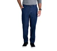 Haggar Herren Stretch-Denim, Dehnbare Taille, Klassische Passform, Flache Vorderseite - Blau - 40W / 32L