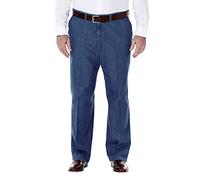 Haggar Herren Plissee & Flat Front Denim - Normale und große & große Größen, Cadet Blue 01, 54W / 32L