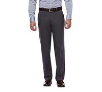 Haggar Herren Premium bügelfrei, Khaki, Klassische Passform, erweiterbare Taille, Flache Vorderseite, dunkelgrau, 44W / 32L