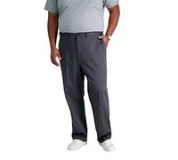 Haggar Herren Premium bügelfrei Khaki Klassische Passform Erweiterbare Taille Flache Vorderseite Reg. und große und große Größen, grau dunkel, 50W / 32L