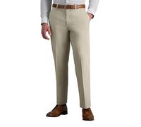 Haggar Herren Premium bügelfrei Khaki Klassische Passform Erweiterbare Taille Flache Vorderseite Reg. und große und große Größen, Sand, 38W / 34L