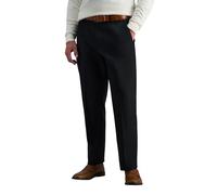 Haggar Herren Premium bügelfrei, khaki, klassische Passform, erweiterbare Taille, flache Vorderseite, schwarz, 34W / 32L