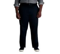 Haggar Herren Premium Bügelfrei Khaki Klassische Passform Flache Vorderseite Freizeithose (Normale und große und große Größen), Schwarz - Bt, 48W / 29L