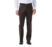 Haggar Herren Premium bügelfrei, Klassische Passform, erweiterbare Taille, einfarbig, Vorderhose, Pyjama, رو و ر للر اللل Lässige Hose, Schokoladenbraun, 42W / 29L