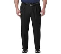 Haggar Herren Premium Comfort Classic Fit Bundfaltenhose Reg Größen Klassische Hose, Black Bt, 44W / 29L
