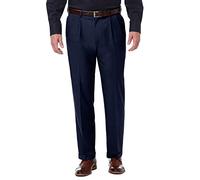 Haggar Herren Premium Comfort Classic Fit Bundfalte erweiterbare Taillenhose Bundhose/Plisados De Ajuste/Clásico Y Cómodo/Klassische Hose, Blau, 42W / 29L