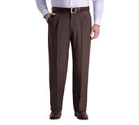 Haggar Herren Premium Comfort Classic Fit Bundfaltenhose Reg Größen Klassische Hose, Dark Chocolate Bt, 46W / 34L