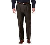 Haggar Herren Premium Comfort Classic Fit Bundfaltenhose Reg Größen Klassische Hose, Dark Chocolate, 36W / 32L