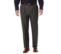 Haggar Herren Premium Comfort Classic Fit Bundfaltenhose Reg Größen Klassische Hose, Dunkelgrau, 42W / 30L
