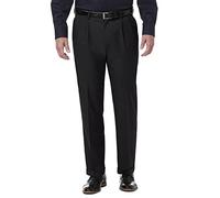Haggar Herren Premium Comfort Classic Fit Bundfalte erweiterbar Taille Hose, schwarz, 44W / 32L