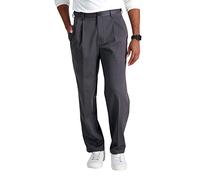 Haggar Herren Premium bügelfrei Khaki Classic Fit Plissee Front Regular and Big & Tall Größen, grau dunkel, 44W / 29L
