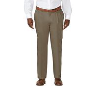 Haggar Herren Werk om te weken, Geen ijzer of keperpoef aan de voorkant - Normale en Grote maten Weekend eke Dress Pants, Bark, 34W / 31L EU