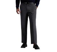 Haggar Men's Classic Fit Flat-Front Hidden Expandable Waistband Premium No Iron Khaki, 34W x 31L - Dk Grey