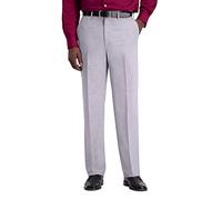 Haggar Mens Classic Fit Flat Front Solid Stretch Dress Pants, Light Grey, 38W x 32L US
