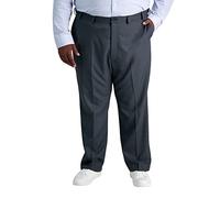 Haggar Men's Cool 18 PRO Classic Fit Flat Front Expandable Waist Pant, Charcoal Heather, 38Wx30L