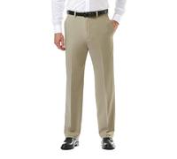 Haggar Men's Cool 18 PRO Classic Fit Flat Front Expandable Waist Pant, Khaki, 40Wx30L