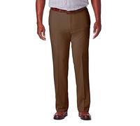 Haggar Men's Cool 18 PRO Classic Fit Flat Front Expandable Waist Pant, Toast, 36Wx34L
