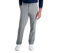 Haggar Men's Iron Free Straight Fit Flat Front Khaki Pant, Heather Grey, 36x32