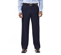 Haggar Men's Repreve Stria Gab Plain Front Dress Pant, Blue, 38Wx29L