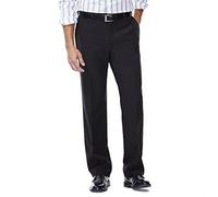 Haggar Men's Repreve Stria Hidden Expandable Waist Plain Front Dress Pant, Black,36x29