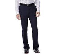 Haggar Men's Repreve Stria Hidden Expandable Waist Plain Front Dress Pant, Navy,36x29