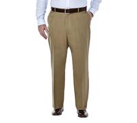 Haggar Premium-Herren-Hose, bügelfrei, Klassische Passform, erweiterbare Taille, Flache Vorderseite, Normale und große Größen, Khaki, Britisches Khaki - Bt