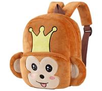 HAHASHOW 3D Tier Rucksack Kindergarten Plüsch Mini Kindergarten Rucksack für jungen mädchen - Leichter Schulranzen für Kindergarten, Reisen & Outdoor, Kronenaffe