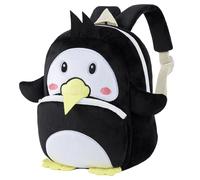 HAHASHOW 3D Tier Rucksack Kindergarten Plüsch Mini Kindergarten Rucksack für jungen mädchen - Leichter Schulranzen für Kindergarten, Reisen & Outdoor, Schwarzer Pinguin